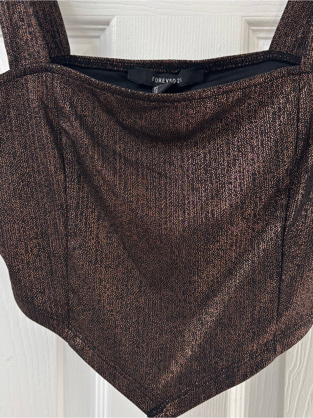 Forever 21 Metallic Party Crop Top Black and Brown Women’s Size Small - Picture 4 of 6